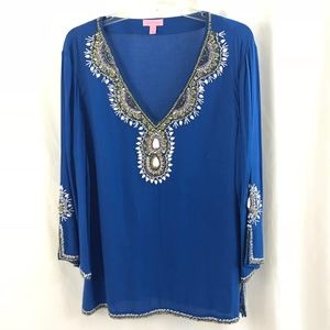 Lilly Pulitzer Blue Beaded Top